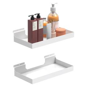 16x8-sehz-2p-b Mqkiwao 2 Pcs 16x8 Inch Slatwall Shelves Heavy Duty Baskets Metal Slat Wal
