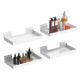 16x8-sehz-4p-b Mqkiwao 4 Pcs 16x8 Inch Slatwall Shelves Heavy Duty Baskets Metal Slat Wal