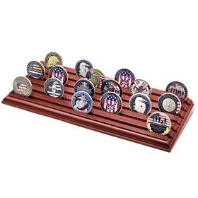 Ph-221 Piaohao 6 Row Military Challenge Coin Display Case 6-row Ladder Design Brown
