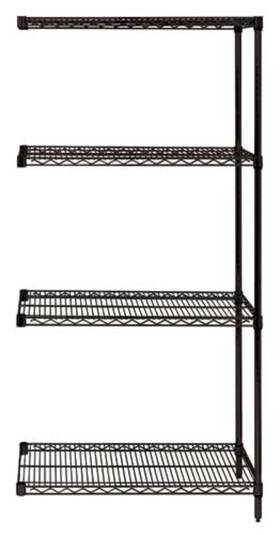 Quantum Storage Systems Ad74-2460bk - Wire 4 Shelf Add-on Kit Black 74in