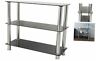 S13-a Wide Tier Shelving Unit In Black Glass Chrome Shelf S13-a Wide Tier Shelving Unit In Black Glass Chrome Shelf