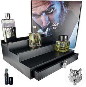 Selum 601164314097 Wooden Cologne Organizer For Men With Designed Gift Box And Refillable Black Selum 601164314097 Wooden Cologne Organizer For Men With Designed Gift Box And Refillable Black