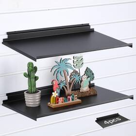 Ri-shimeyao-1789 Shimeyao 4 Pack 17x10 Inch Large Slatwall Shelves Metal Slat Wall Accessories Ri-shimeyao-1789 Shimeyao 4 Pack 17x10 Inch Large Slatwall Shelves Metal Slat Wall Accessories