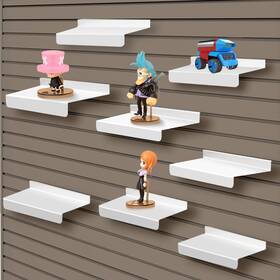 Qbgj-2 Snogswog Shelves Set Of 8 - 4x10 Inch Slatwall Metal White Flat Display For Qbgj-2 Snogswog Shelves Set Of 8 - 4x10 Inch Slatwall Metal White Flat Display For