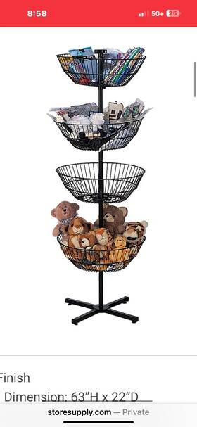 4-basket Sswbasics 60314 Wire Floor Spinner Rack And Dump Bin 63 Inch H X 22 D 4-basket Sswbasics 60314 Wire Floor Spinner Rack And Dump Bin 63 Inch H X 22 D