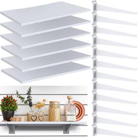 Tv265 Tcevily White Slatwall Shelf 24 Inch X 12 Wooden Slat Wall Shelves With Metal Brackets