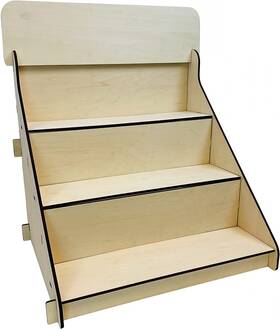 Torched 726084875531 Wooden Portable Retail Table Display Stand Countertop 3 Step Riser Natural
