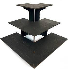 Torched Displays 445026791779 3-tier Ebony Retail Table Display Corner Stand With Shelves For Products