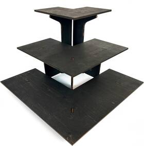 Torched Displays 744759345837 3-tier Ebony Retail Table Display Corner Stand With Shelves For Products Torched Displays 744759345837 3-tier Ebony Retail Table Display Corner Stand With Shelves For Products