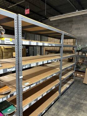 H1901 Uline Steel Industrial Shelving 8ft Tall And Wide X 36 Inches Deep 5 Shelves H1901 Uline Steel Industrial Shelving 8ft Tall And Wide X 36 Inches Deep 5 Shelves