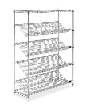 H3793 Uline Slanted Wire Shelving Storage 48 18 63 Inch Chrome-plated Carbon Steel H3793 Uline Slanted Wire Shelving Storage 48 18 63 Inch Chrome-plated Carbon Steel