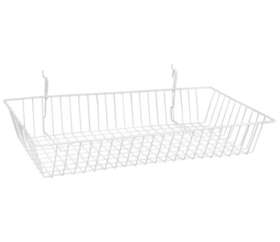 S-18612w Uline 6 White Slatwall Wire Baskets - 24 X 12 4 Inch