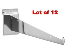 S-21144c Uline Lot Of 12 Inch Slatwall Shelf Bracket - Chrome S-21144c Uline Lot Of 12 Inch Slatwall Shelf Bracket - Chrome