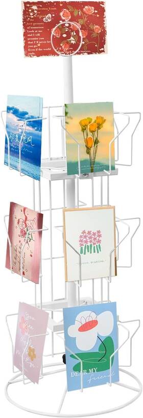 Gcd-231017 Umisu Greeting Card Display Stand 12 Pockets Countertop Rotating Rack