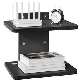 Wali Cs202nb Floating Tv Shelf 2 Tier Projector For 13.78 X 11.02 Inch Black