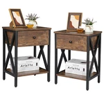 Set Of 2 X-design Legs End Tables W/drawers Storage Home Organizer Shelf Desks. Fixed Price $64.69.
