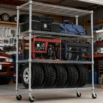 Mzg 4TIER Wire Racks Shelving Unit Metal Heavy Storage Shelf Chrome 62.6"H. Fixed Price $85.00.