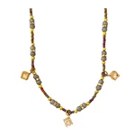 Lilac Iris Frost Glass Beaded Faceted Beads Crystal Cube Charm Necklace. Fixed Price $19.99.