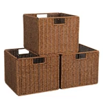 Brown Wicker Storage Basket Large 12X12X10IN Cube Woven Fo. Fixed Price $82.95.