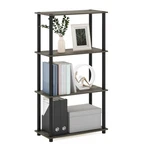 Shelf Unit 4 Tier Round Tube Multipurpose Display Rack French Oak Black Furinno. Fixed Price $59.99.