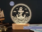 Nautical Anchor Custom Name Light, Personalized Kids Bedroom Led Lamp. Fixed Price $39.99.