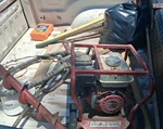 Little Beaver Post Hole Digger W/ Roll Cage, 8HP Honda Gas, Red Metal. Fixed Price $1500.00.
