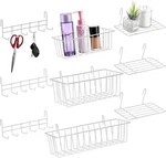 9-PIECE Wall Grid Organizer Set With Baskets, Shelves, And Hooks White. Fixed Price $49.99.