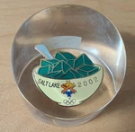2002 Salt Lake City Olympic "original" Green Jello Pin Rare Acrylic Display. Fixed Price $45.50.