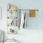 Wall Mounted Pipe Clothing Rack With Shelf,gold Industrial Clothes .... Fixed Price $60.00.