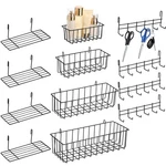 12 Pcs Wall Grid Hanging Basket Shelf Hooks Set Bulk Accessories In.... Fixed Price $52.15.