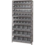 Quantum Storage Single Side Metal Shelving Unit With 48 Assorted Bins, 12IN. X. Fixed Price $556.99.