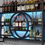 Wall Mounted Led Wine Rack Metal Floating Liquor Display Shelf W/ Glass Holder. Fixed Price $176.69.
