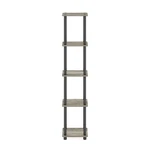 Furinno Turn-n-tube Wood 5-TIER Corner Rack Display Shelf Oak Gray/black. Fixed Price $50.44.