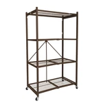 Origami Wheeled 4-SHELF Folding Steel Wire Shelving, Bronze (21" X 36" 60"). Fixed Price $189.99.