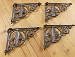 4 Cast Iron Brackets Fleur De Lis French Bookshelf Corbels Wall Gras. Fixed Price $44.99.
