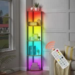 Uimoso 5 Tier Corner Shelf Tall Stand With Led Light Narrow Display Rack. Fixed Price $42.99.