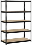 Muscle Rack 5-SHELF Steel Shelves Black Metalwood Storage ROOM48"W X 24"D 72"H. Fixed Price $175.00.