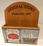 Vintage Wood Wall Mount Bills/letters Holder General Store - Pioneer Brand Label. Fixed Price $19.99.