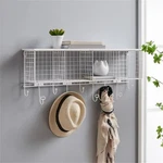 Linon Four Cubby Metal Wall Shelf With Top And 9 Hooks White. Fixed Price $56.77.