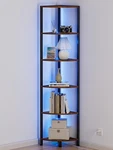 Furnulem 6 Tier Corner With Led Light, Narrow Bookshelf Organizer. Fixed Price $99.74.