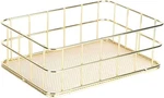 6.8"X4.8" Gold Metal Basket Wire Mesh Storage Bin Organizing Shelf Home. Fixed Price $14.30.