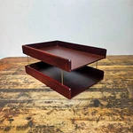 Vintage Carver Wood Products Desk Letter Tray 2 Tier Cherry Oak Mcm Damage Usa. Fixed Price $100.00.