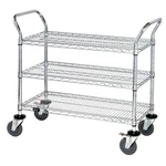 Quantum Food Service 36X24X37-1/2 Chrome Plated Wire Shelf Utility Cart. Fixed Price $371.45.