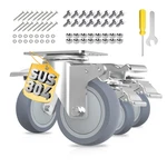 4" Heavy Duty Stainless Steel Caster Wheels With Brake - 2300 Lbs Capacity, Set. Fixed Price $126.99.