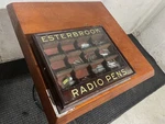 Antique Esterbrook Radio Steel Pens Display Case Wood & Glass. Fixed Price $900.00.