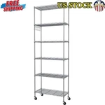 6-TIER Adjustable Wire Storage Shelf Unit W/ Wheels Industrial Style Rack New. Fixed Price $90.33.