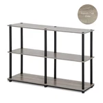 Furinno Turn-n-tube Wood 3-TIER Storage Display Rack French Oak Gray/black. Fixed Price $91.99.