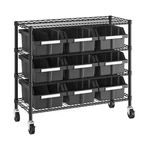 Seville Classics 4-TIER Nsf 9-BIN Rack, 36" W X 14" D 31" H. Fixed Price $149.99.