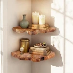 Welland Corner Floating Shelf Set Of 2, Solid Cedar Wood 10.86 X 11.5 Inches .... Fixed Price $73.76.
