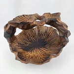 Vintage Carved Burl Wood Rustic Leaf Shaped Basket With Handle Taiwan/label. Fixed Price $29.32.